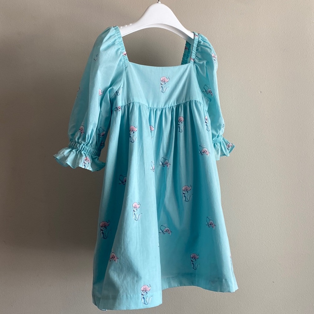 Janie and Jack Disney Ariel Puff Sleeve Dress